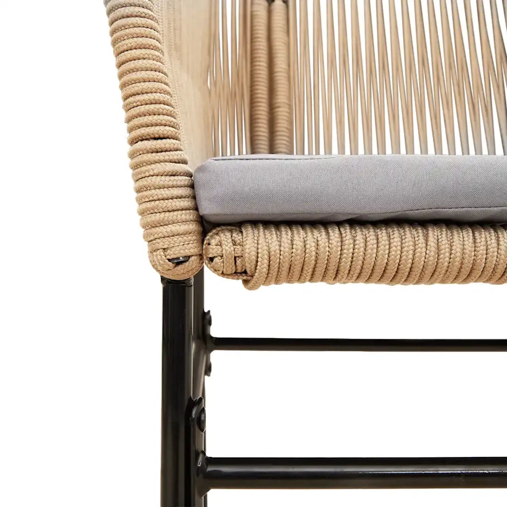 Set da Pranzo da Giardino 3pz con Cuscini Polyrattan Vetro 3334520