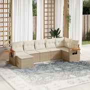 Set Divani da Giardino 7 pz con Cuscini Beige in Polyrattan 3259433