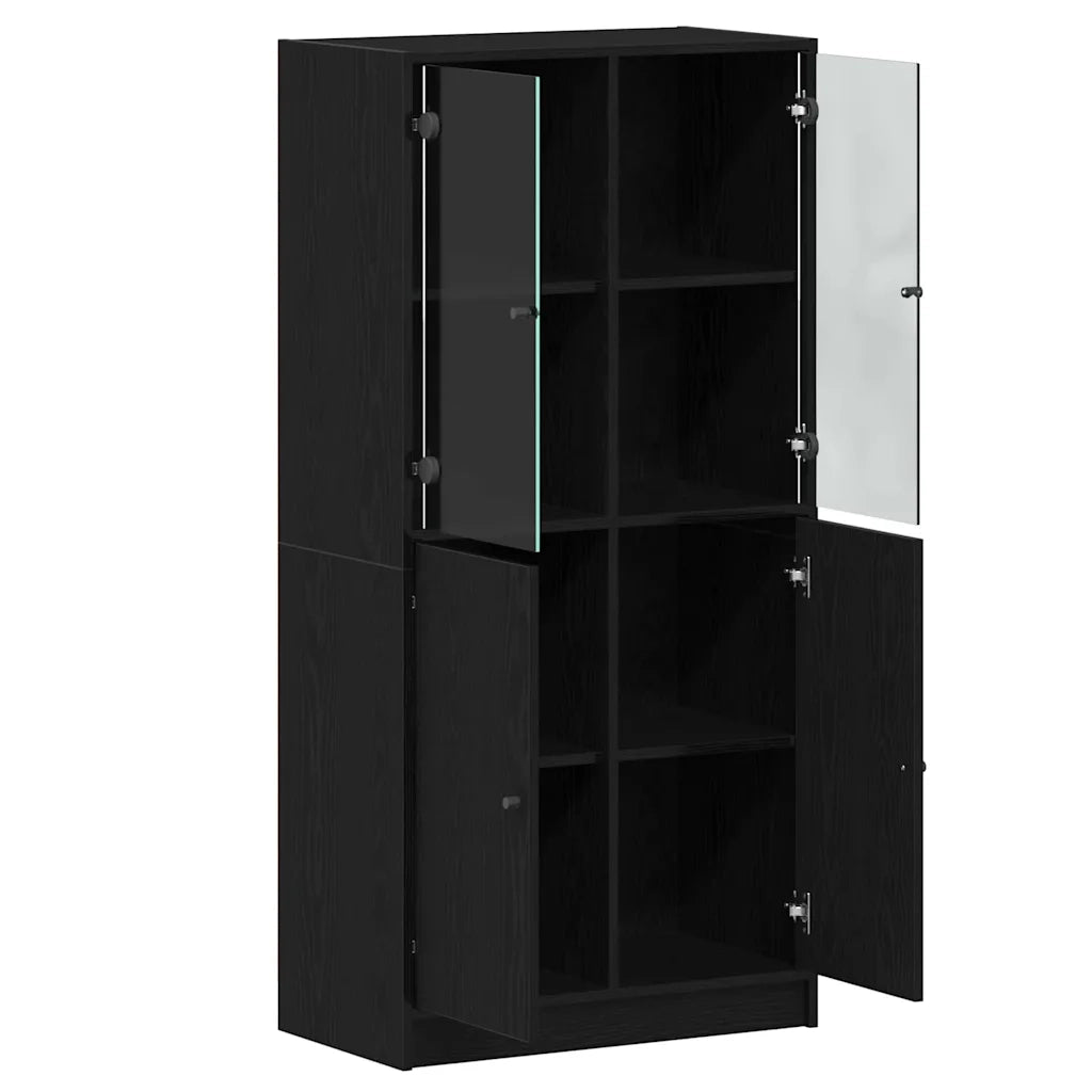 Credenza | Madia | Buffet da pranzo | Armadio da pranzo Rovere Nero 68 x 37 x 142 cm