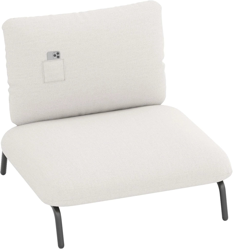 Sedia Relax, Sedia Soggiorno con Seduta Extra Larga, Tasca Portaoggetti, Poltrona con Struttura Metallica, Divano Pigro Moderno per Camera da Letto e Ufficio, Portata 250 kg (Beige)