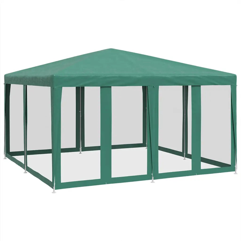 Tenda per Feste con 8 Pareti Laterali in Rete-Tenda Gazebo Verde 4x4 m HDPE
