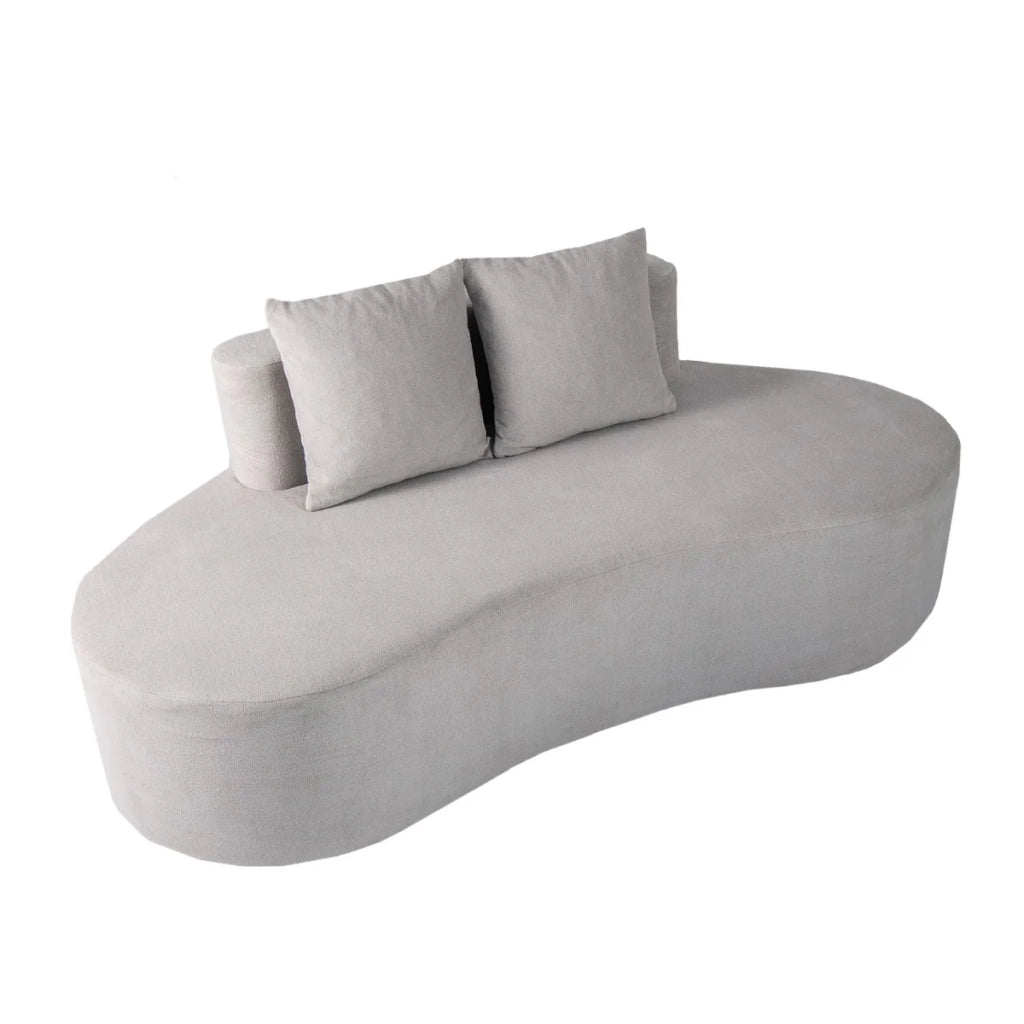Divano curvo 199 x 97 x 68 cm seduta ergonomica schienale basso e 2 comodi cuscini in poliestere grigio 20_0018908