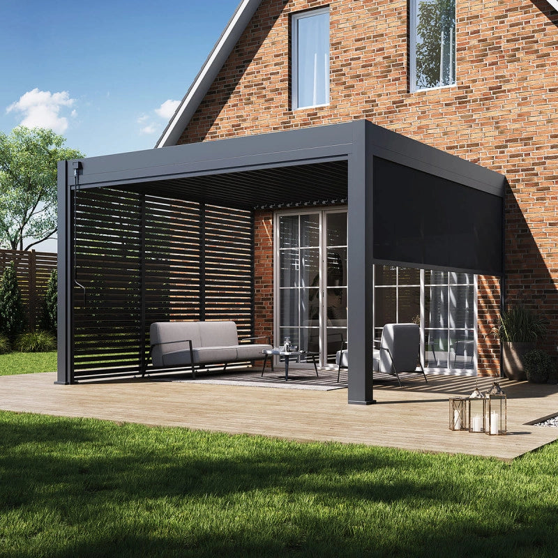 Pergola Bioclimatica Addossata Collezione VS 4x4M - V2 Antracite