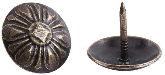 Tack a Testa Sferica - Nageli per Decorazione di Divano - Pacchetto da 100 (16×15mm - Bronzo Verde)