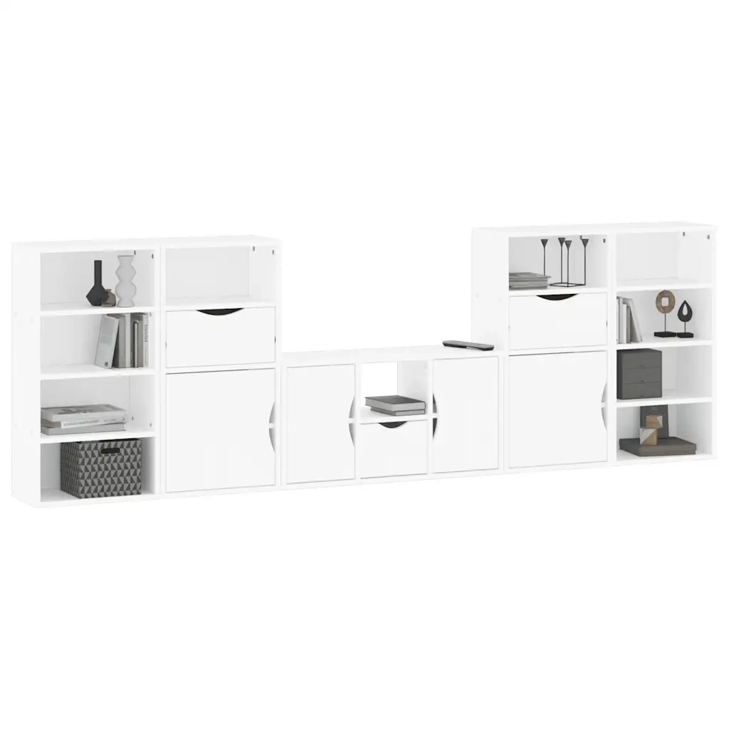 Mobile TV 5 pz con Contenitore ODDA Bianco in Legno di Pino 3365379