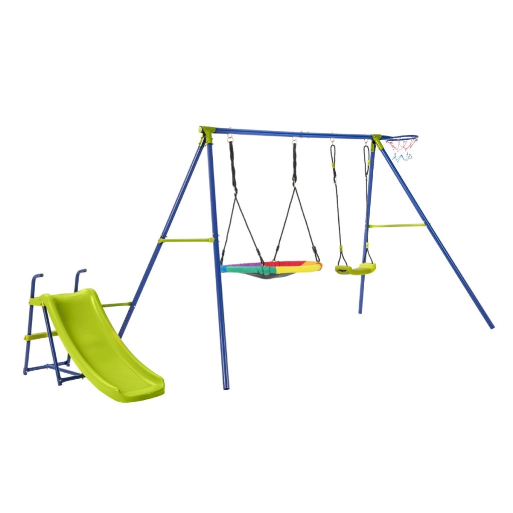 Set di altalene con scivolo canestro basket altalena a nido e altalena con sedile, Giochi con altalene regolabili-Altalene e dondoli