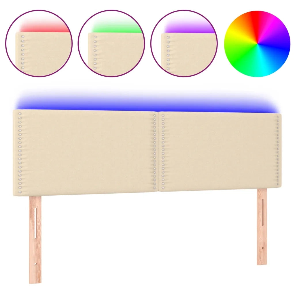 Testiera | Testata a LED Crema 144x5x78/88 cm in Tessuto