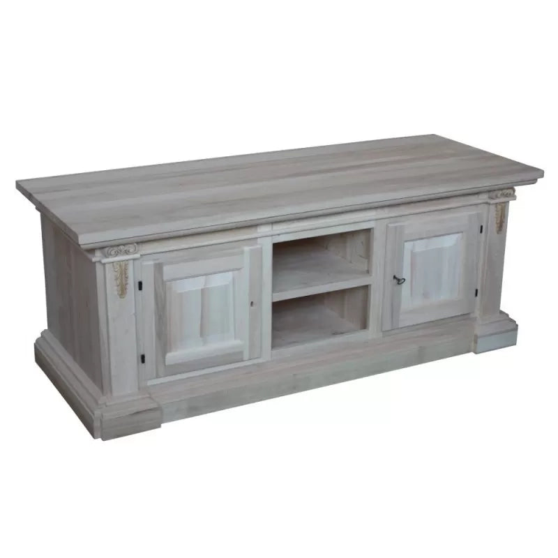 Porta tv 2 porte in legno grezzo arte povera  l.158 p.60 h.62 (401) - Mobili 2G