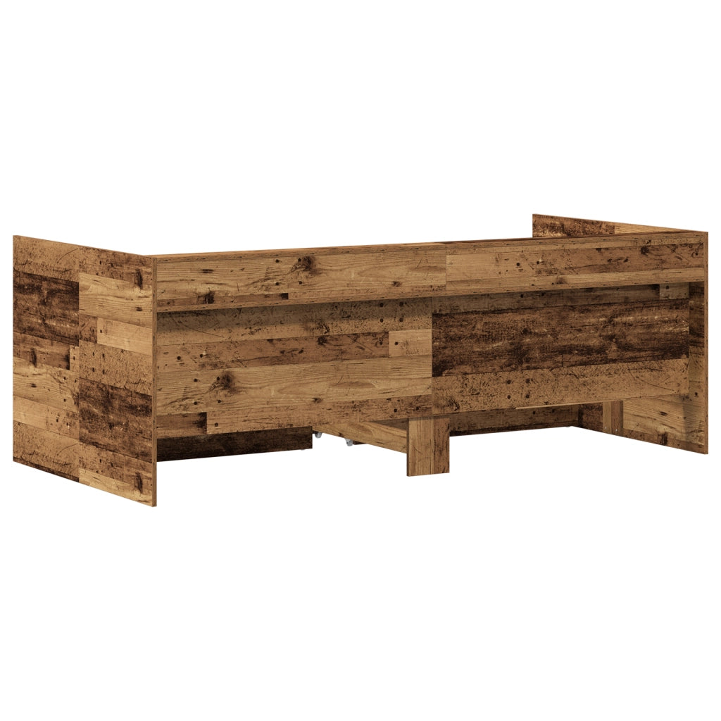 Letto a Giorno con Cassetto Legno Vecchio Legno Ingegnerizzato