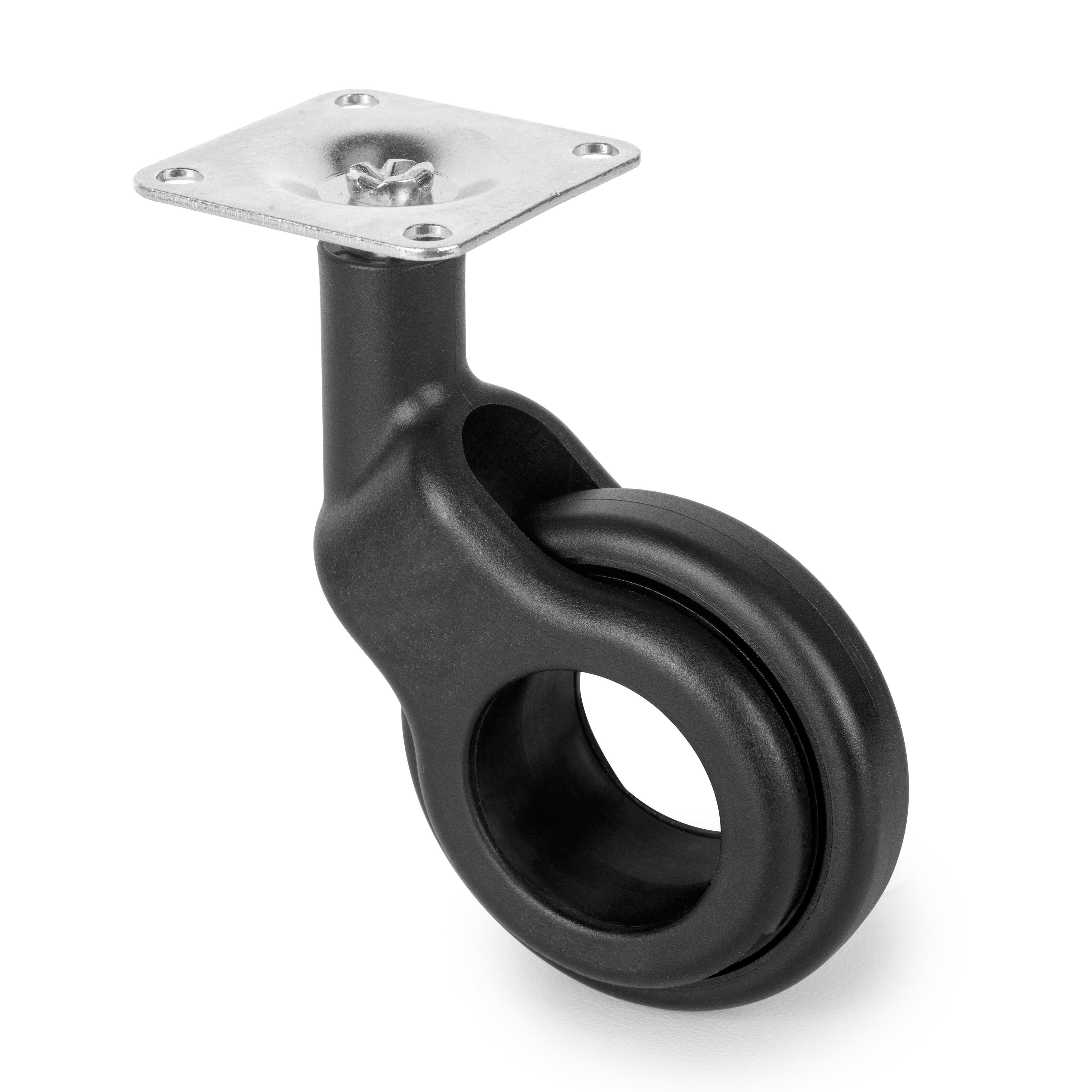 Kit 4 Ruote per Mobili Ø50 mm in Plastica e Acciaio Emuca Nero