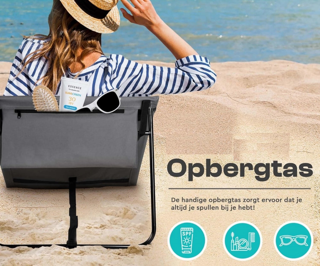 Stuoia Lettino Spiaggia 2pz Spiaggina Mare Prendi Sole Pieghevole Poggiatesta Grigio