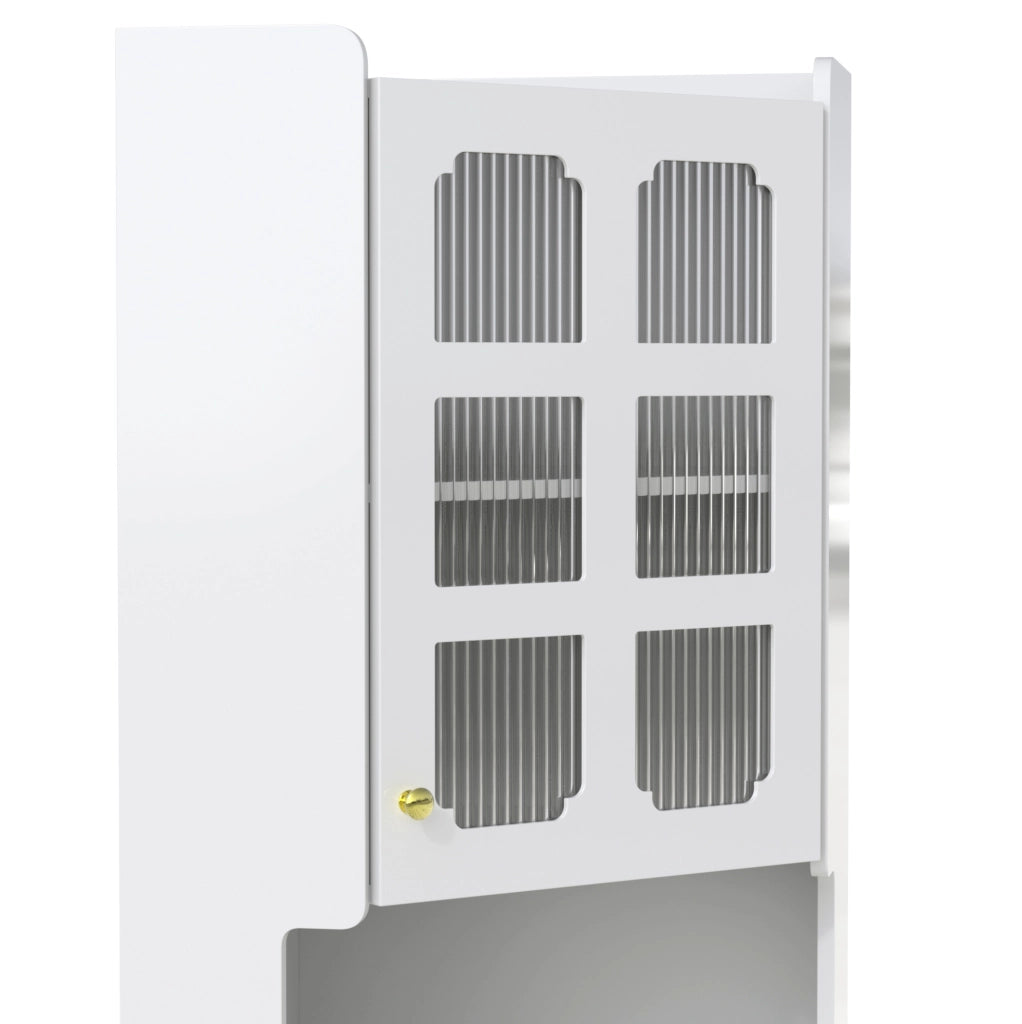 Mobile angolare LED bianco in MDF con ante in vetro