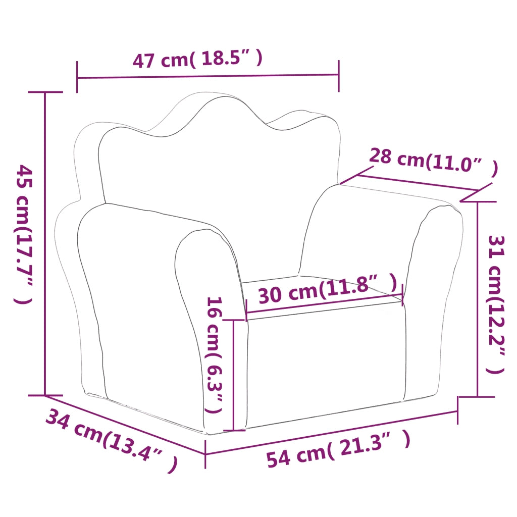 Divano per Bambini-Sofa-Divanetto Antracite in Morbido Peluche 304914