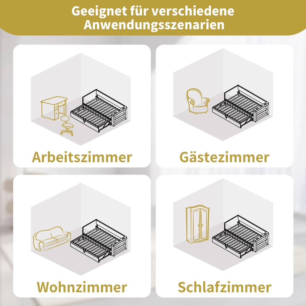 Daybett con letto estraibile cotone lino grigio 90x190 cm