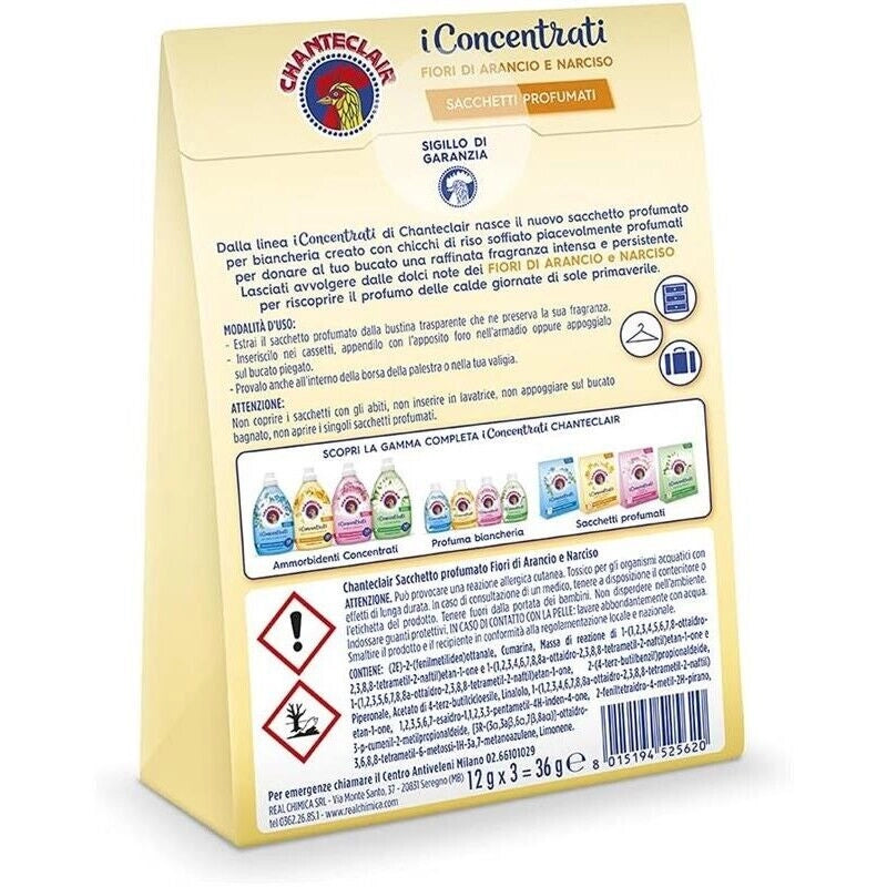 CHANTECLAIR I CONCENTRATI SACCHETTI PROFUMATI  3PZ FIORI DI ARANCIO E NARCISO INTENSI E RESISTENTI