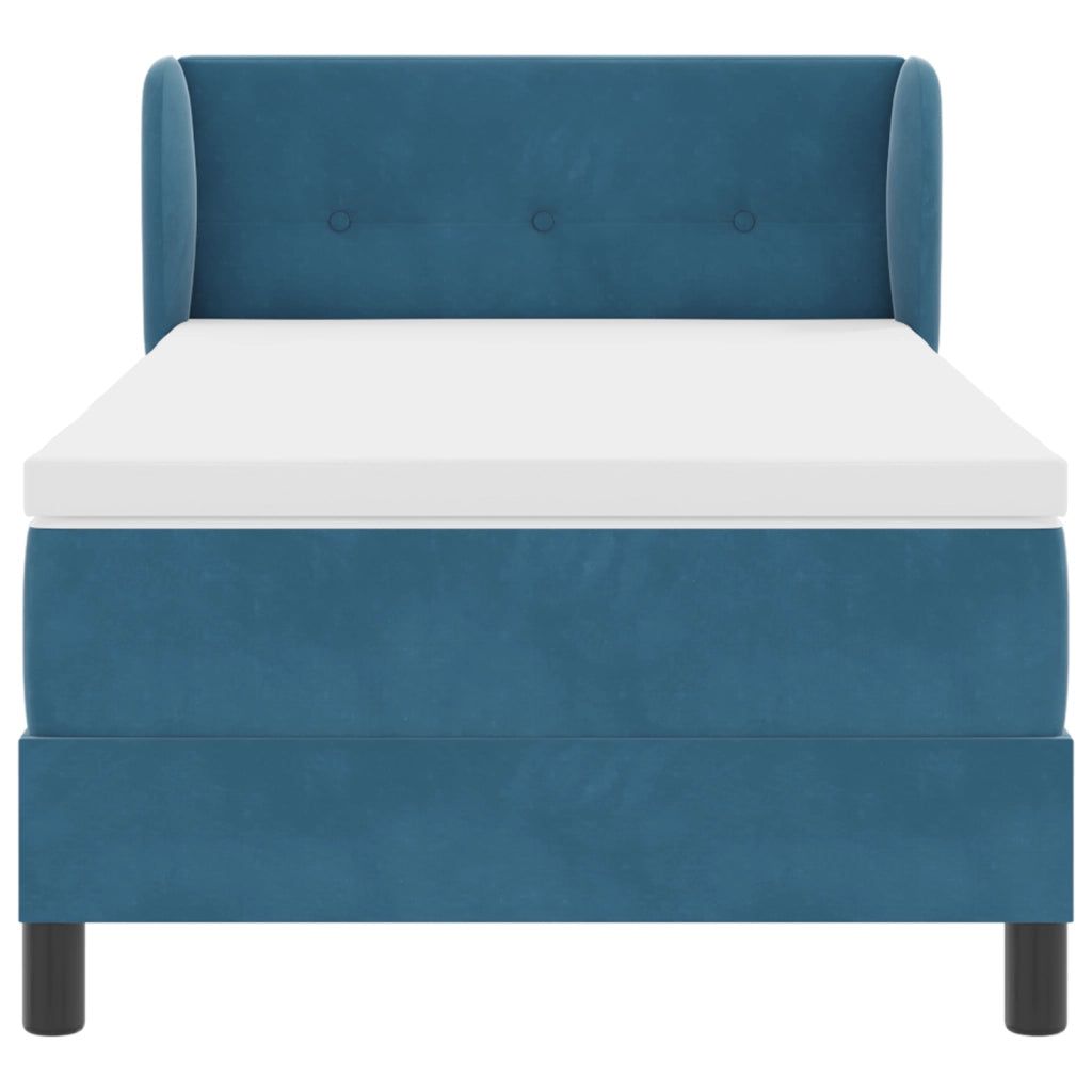 Letto a Box  con Materasso Blu Scuro 90x190 cm in Velluto