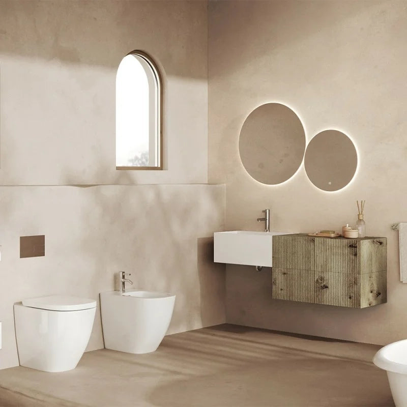 Cassetto sospeso 40 cm rovere naturale con anta cannettata Tevere