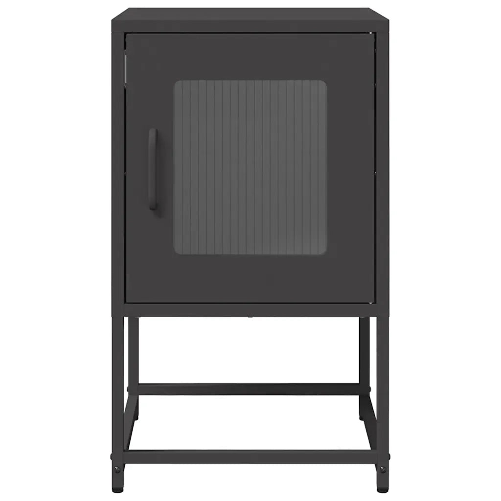 Comodino | Armadio da Notte | Mobiletto da notte Nero 36x39x60,5 cm in Acciaio Laminato a Freddo