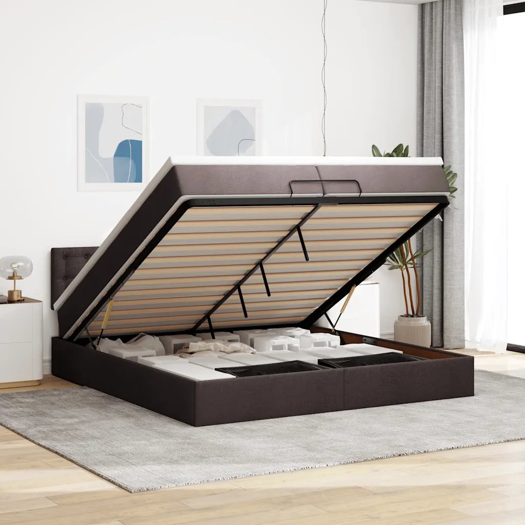 Struttura Letto Pouf con Materassi 200x200 cm in Tessuto 3312502