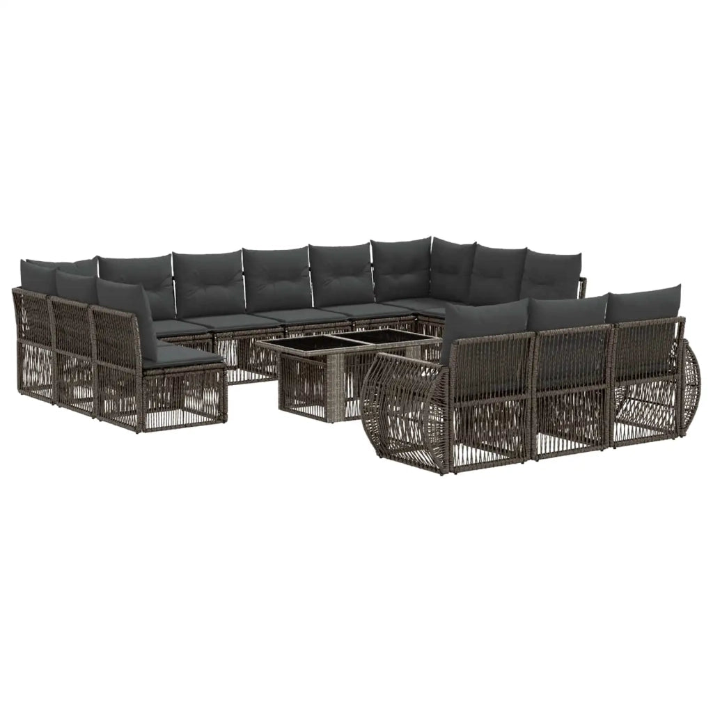 Set Divano da Giardino 14 pz Grigio e Grigio Scuro polyrattan 3437015