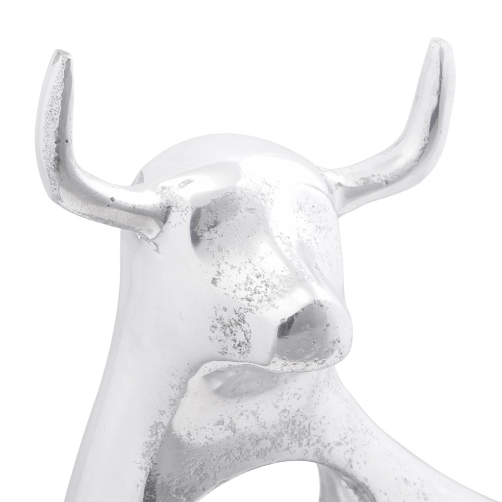 Scultura di toro  Argento 22x9,5x34 cm Alluminio