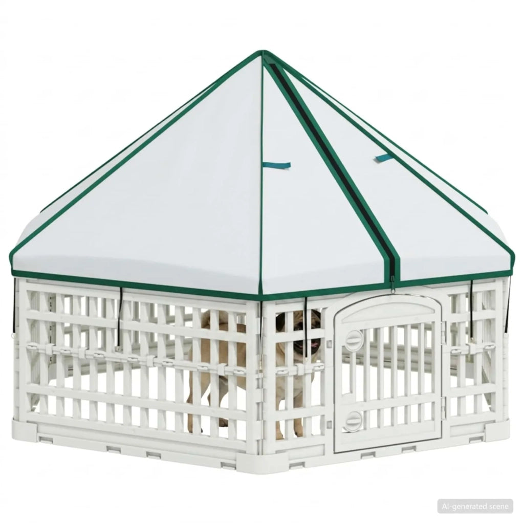 Panchetto per Cani a 6 Pannelli Bianco 122 x 106 x 79 cm 42027218