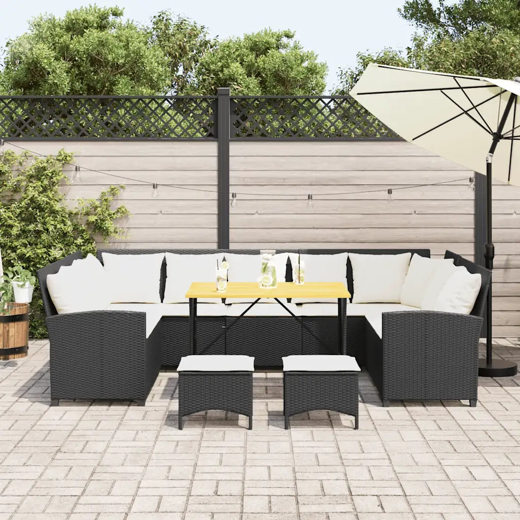 Set Divani da Giardino 4 pz con Cuscini Nero in Polyrattan 3365338