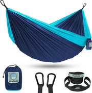 Hammock da 2 persone per esterno - Nylon Parachute ad alta velocità, Hammock da campeggio per viaggi con capacità di carico 225 kg - Blu Marina, 305 x 200 cm
