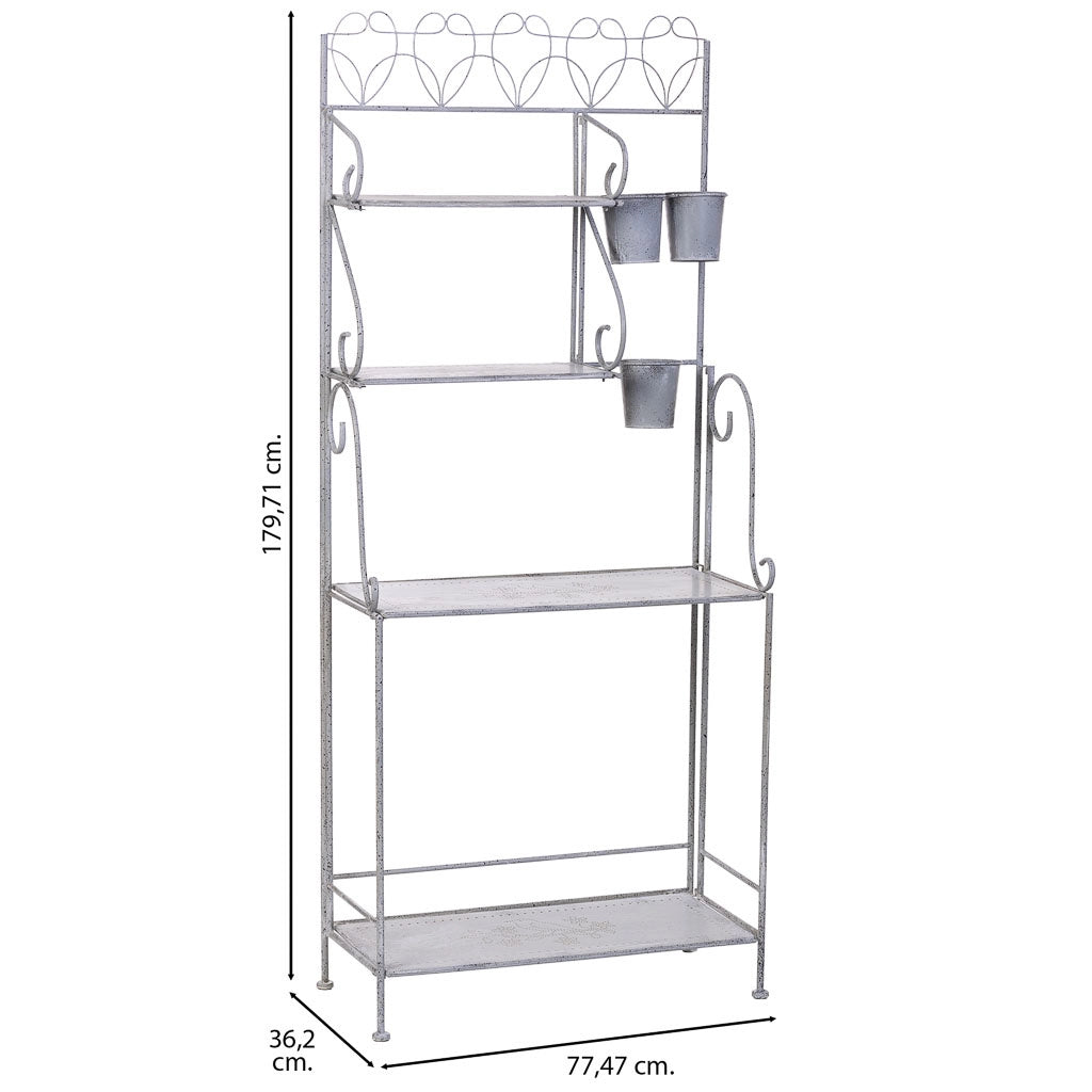 Espositore in metallo con 4 ripiani grigio 77,47x36,2x179,71h cm