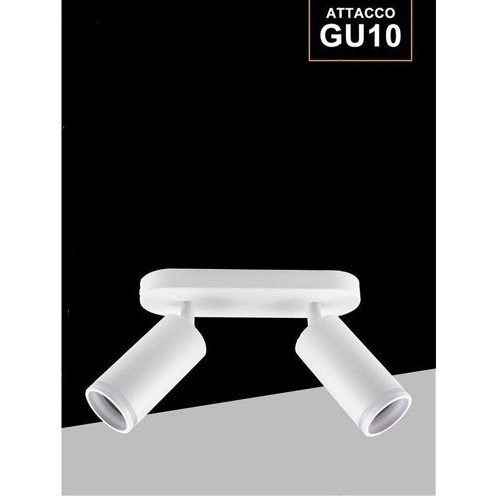Trade Shop - Applique Plafoniera Orientabile Da Soffitto Parete 2 Diffusori Lampada Gu10 Ts-2 -