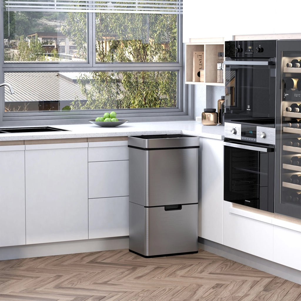 Cestino per rifiuti con sensore 47L ¨C zephmum ¨C acciaio inox argento