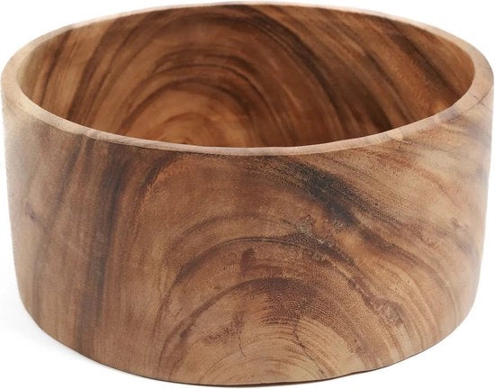 Scudetto per Insalata - Piatto in Legno - Unico pezzo manuale - Cibo elegante - 25 cm x 25 cm x 12 cm