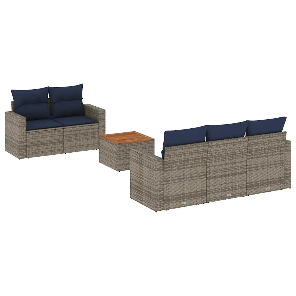 Set Divani da Giardino 6 pz con Cuscini Grigio in Polyrattan