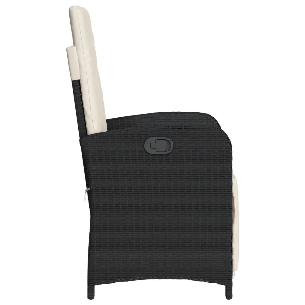 Sedia Reclinabile da Giardino | Sedie da Esterno con Poggiapiedi Nera Polyrattan