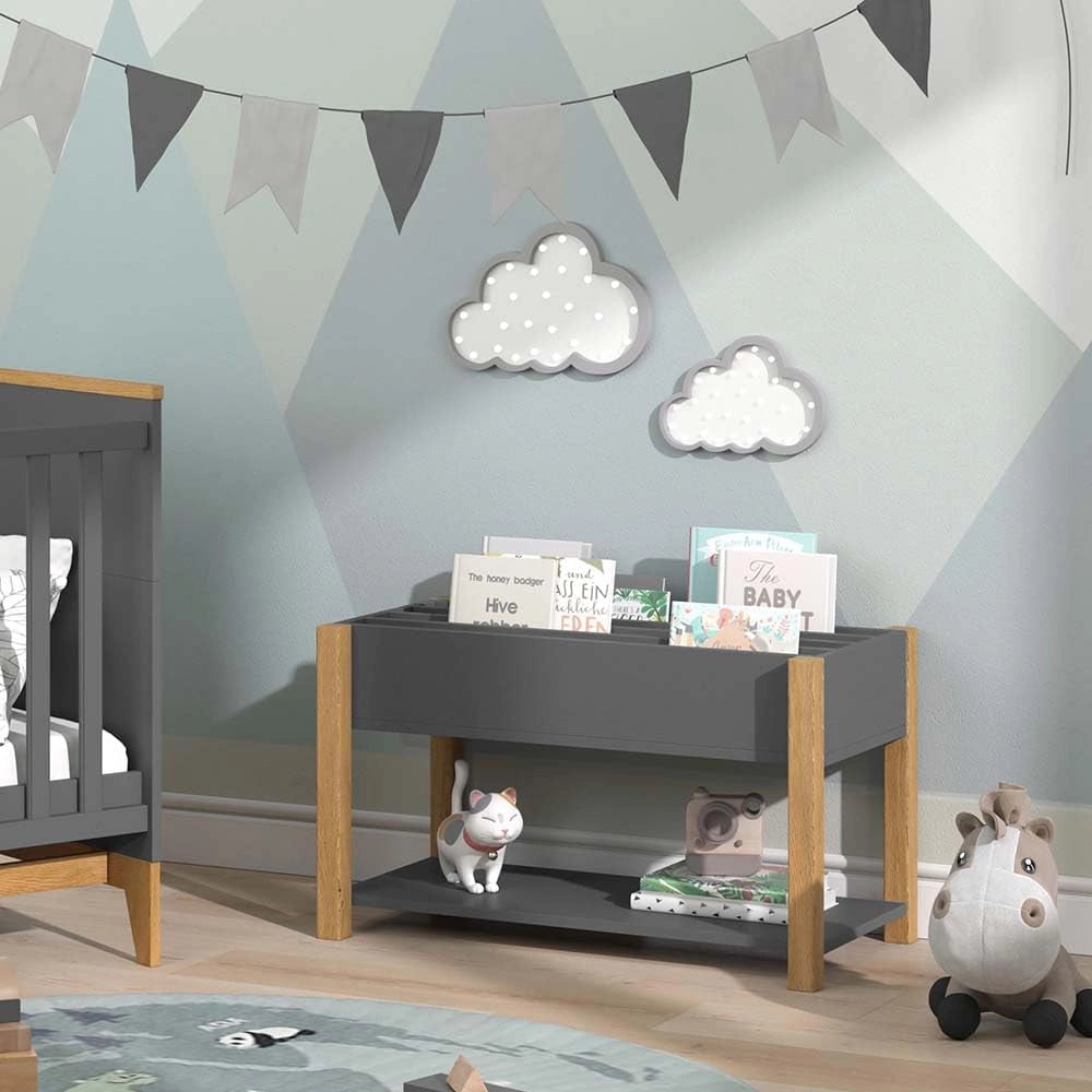 Scaffale per bambini Malia, Grigio, 80 x 46 cm, autoportante per riporre giocattoli e libri