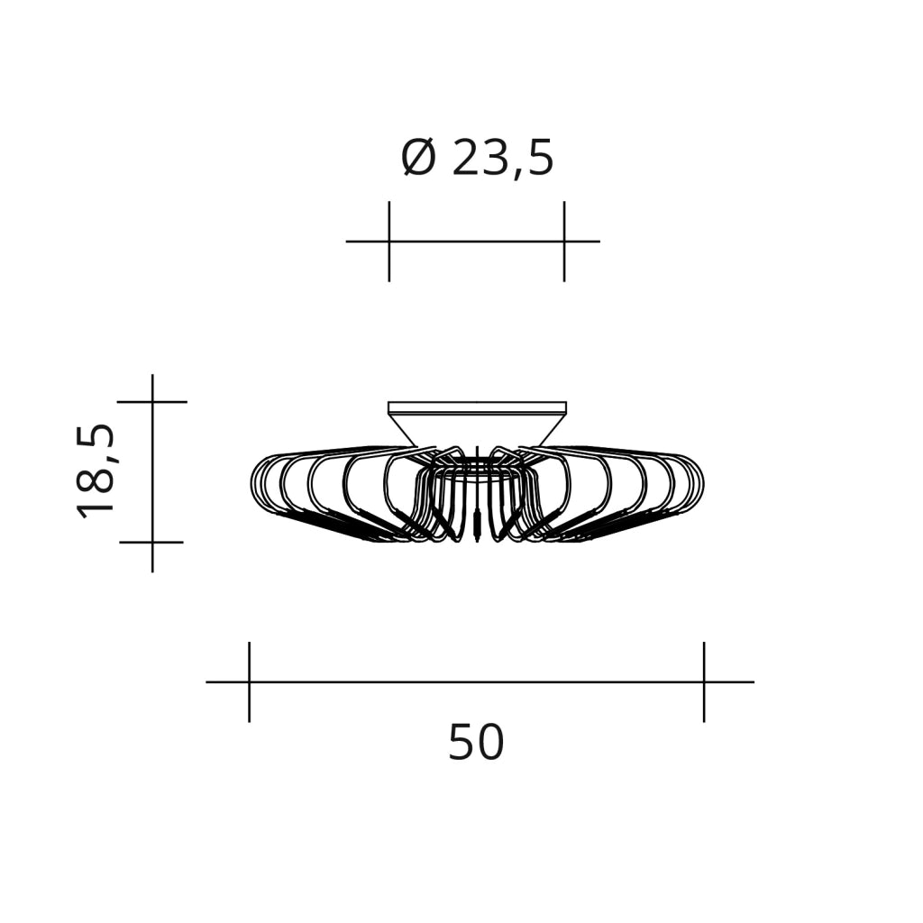 FILO LAMPADA DA SOFFITTO DIAMETRO 50CM  TITANIO OPACO A LED 2700K 2460LM 36W