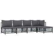 Set di mobili da giardino set da esterno con cuscini 5 pz in acciaio antracite 02_0018296