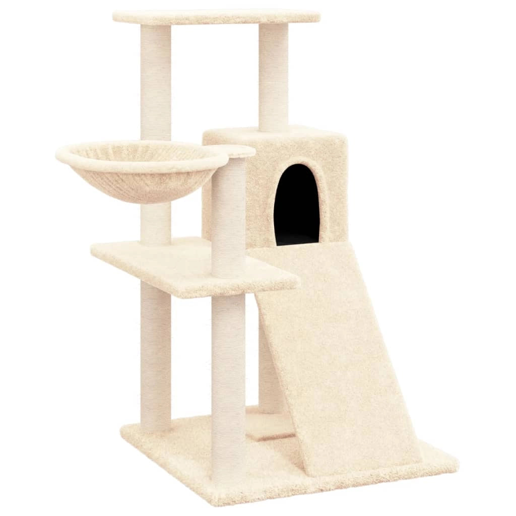 Tiragraffi per gatti torre per arrampicata giocattolo piattaforma per arrampicata con tiragraffi in sisal 82 cm crema 02_0022521