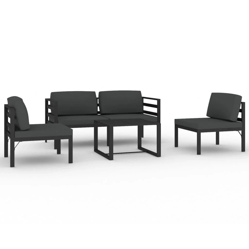 Set di mobili da giardino mobili da esterno 5 pezzi con cuscini alluminio antracite 02_0016299