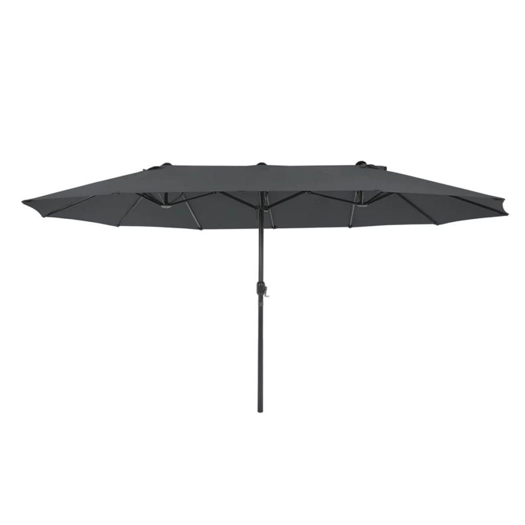Ombrellone doppio 460 x 270 cm ombrellone extra large per terrazzo protezione UPF 50+ con manovella per giardino esterno piscina spiaggia senza base grigio 12_0001789