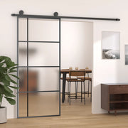 Porta Scorrevole Vetro Smerigliato ESG Alluminio 90x205 cm Neracod mxl 103679