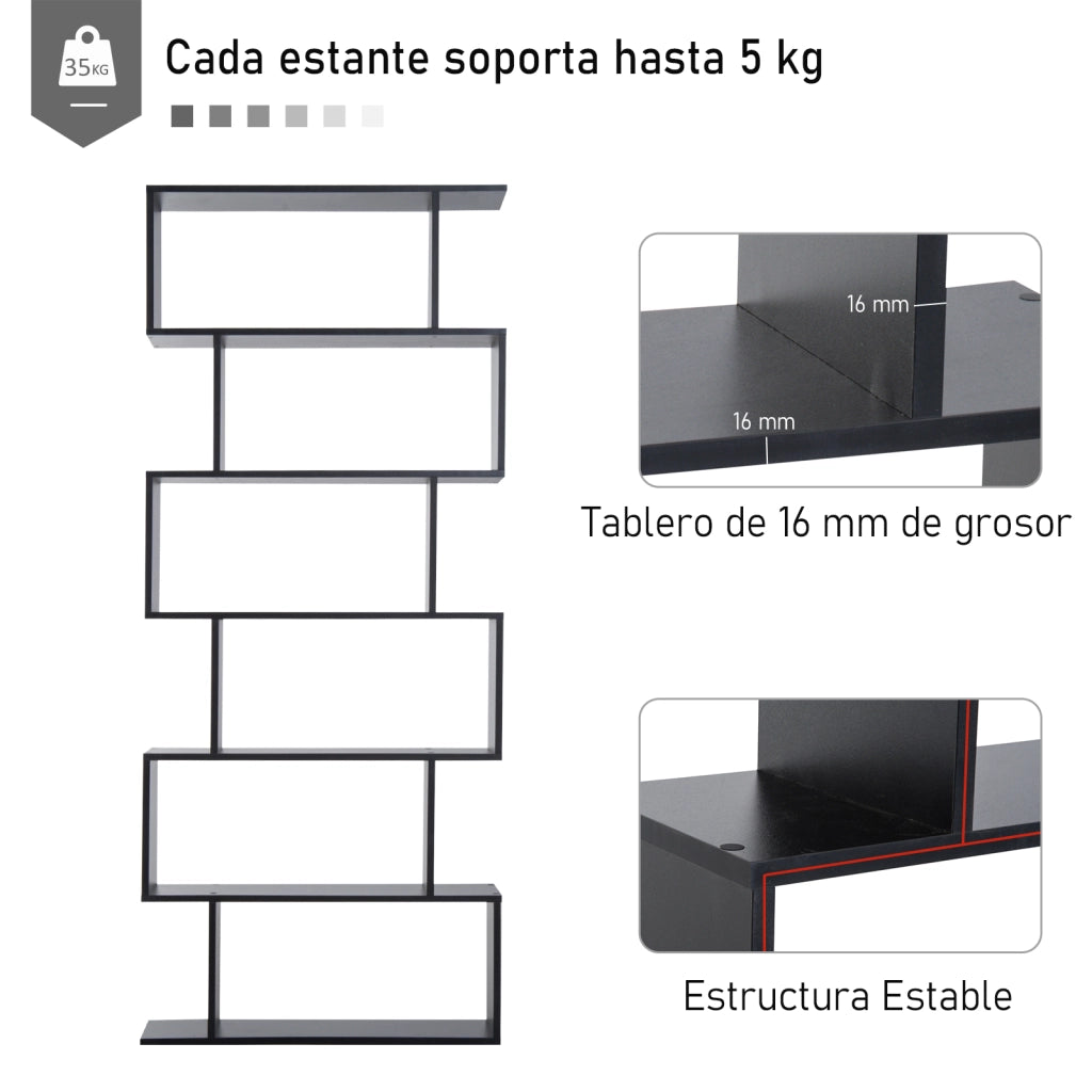 Libreria Moderna con 6 Ripiani ¨C zephmum ¨C Nero 80x23x192 cm
