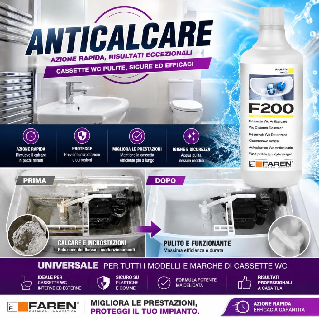 Trattamento Anticalcare Cassette WC F200 Faren 1 L