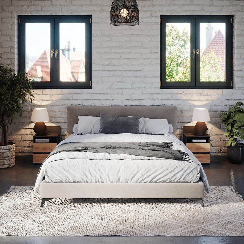 Vicco Comodino camera da letto Antracite/quercia dorata Set di 2