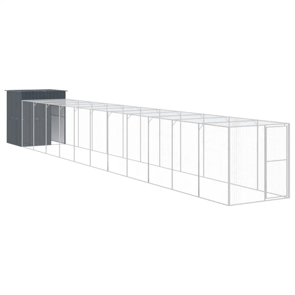 Pollaio con Area Corsa Antracite 165x1271x181cm Acciaio Zincato 3189113