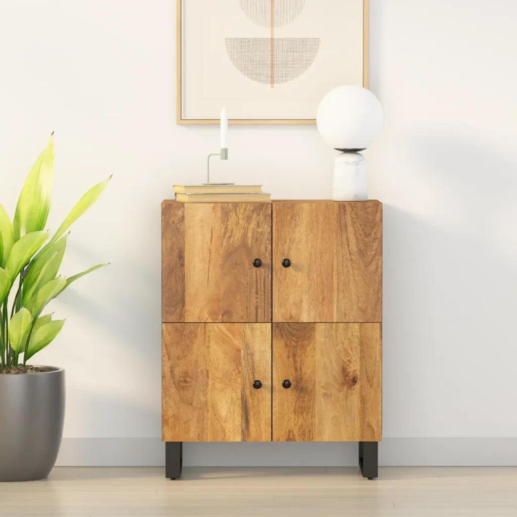 Credenza con 4 Ante-Buffet-Armadio da cucina 60x33x75 cm in Legno Massello di Mango