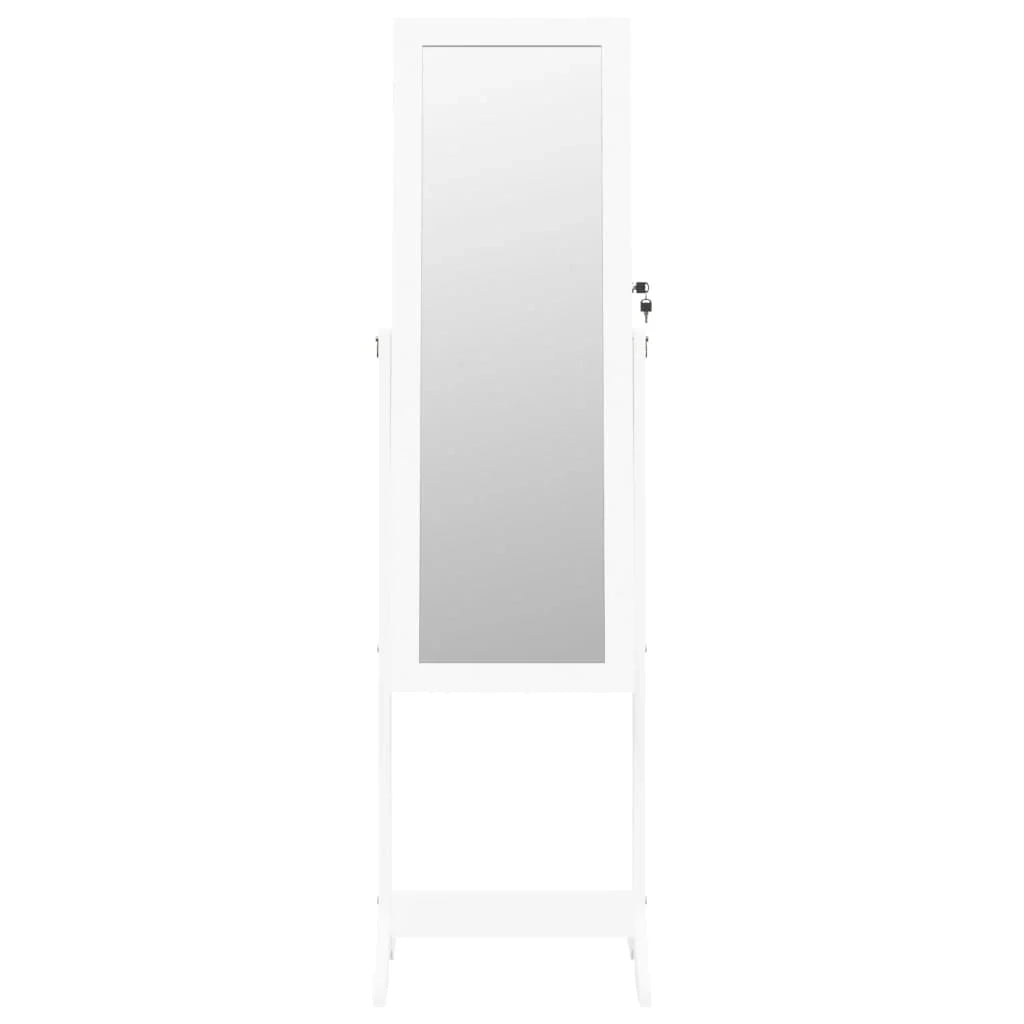 Mobiletto portagioielli mobile contenitore organizer per camera da letto spogliatoio bagno specchio con luci LED autoportante bianco 02_0022852