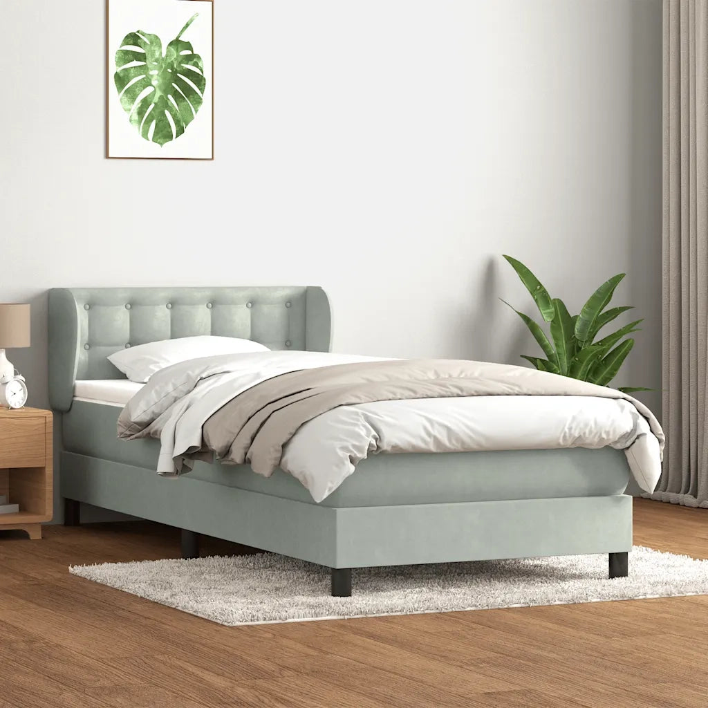 Giroletto a Molle con Materasso grigio chiaro 90x210 cm Velluto 3317847