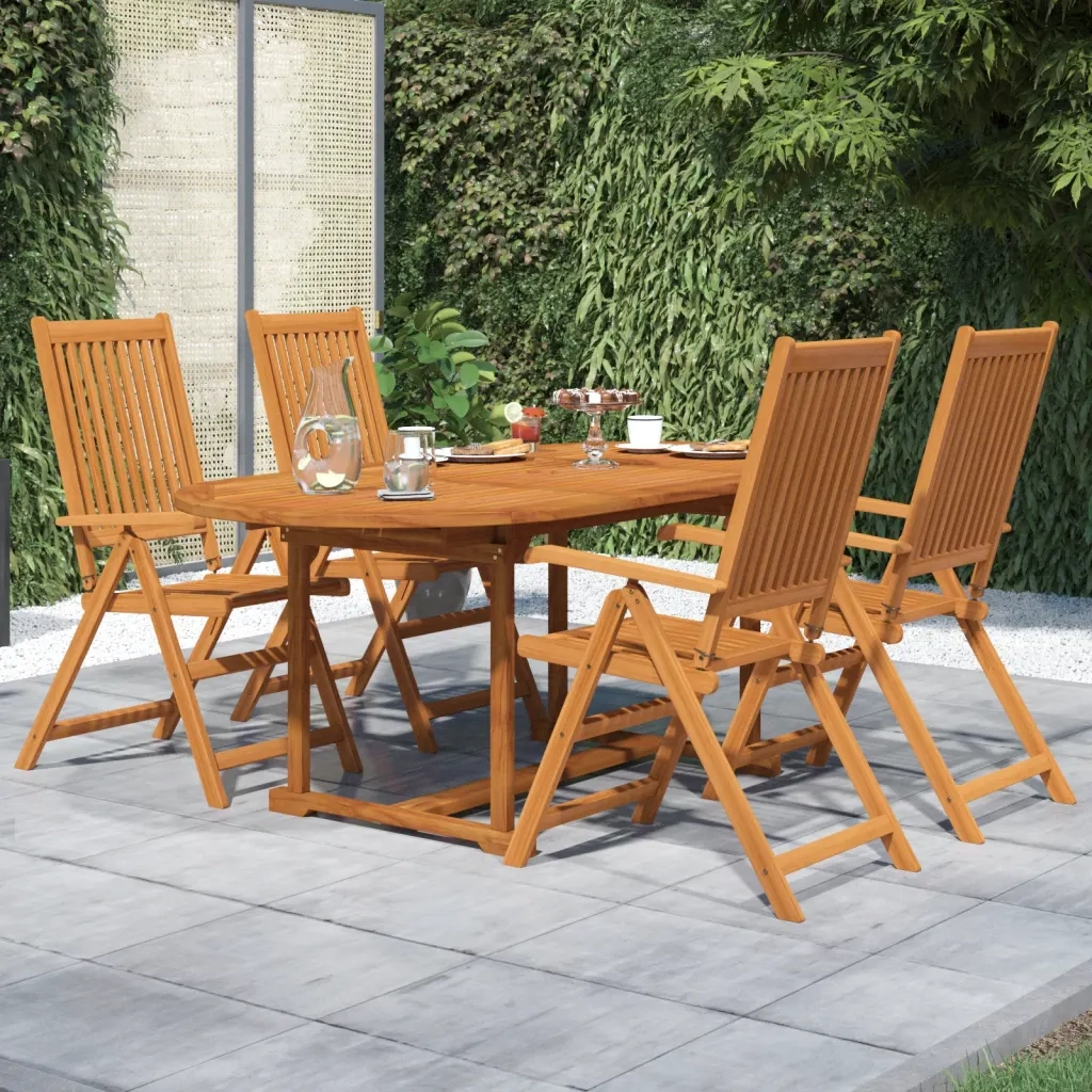 Set Mobili da Pranzo per Giardino 5 pz Legno Massello di Acacia 120-170 cm 3079643