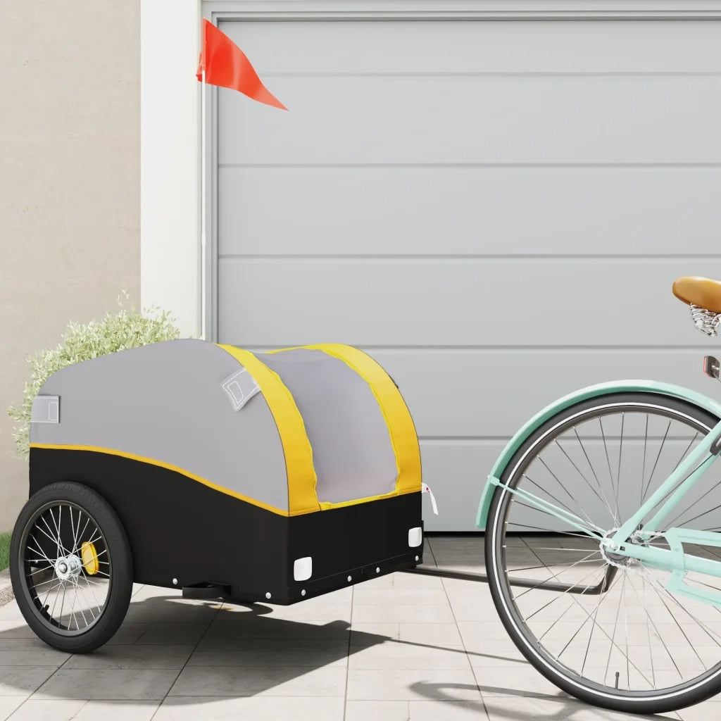 Rimorchio da Bici Nero e Giallo 45 kg in Ferro 94127